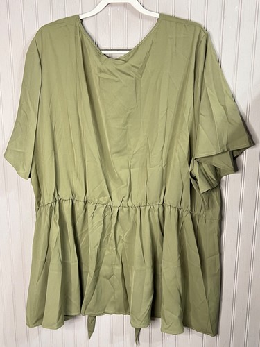 BloomChic Womens TOP 28 Boho Chic Olive Green V-Neck Stretch Waist Comfort NEW - Picture 5 of 10