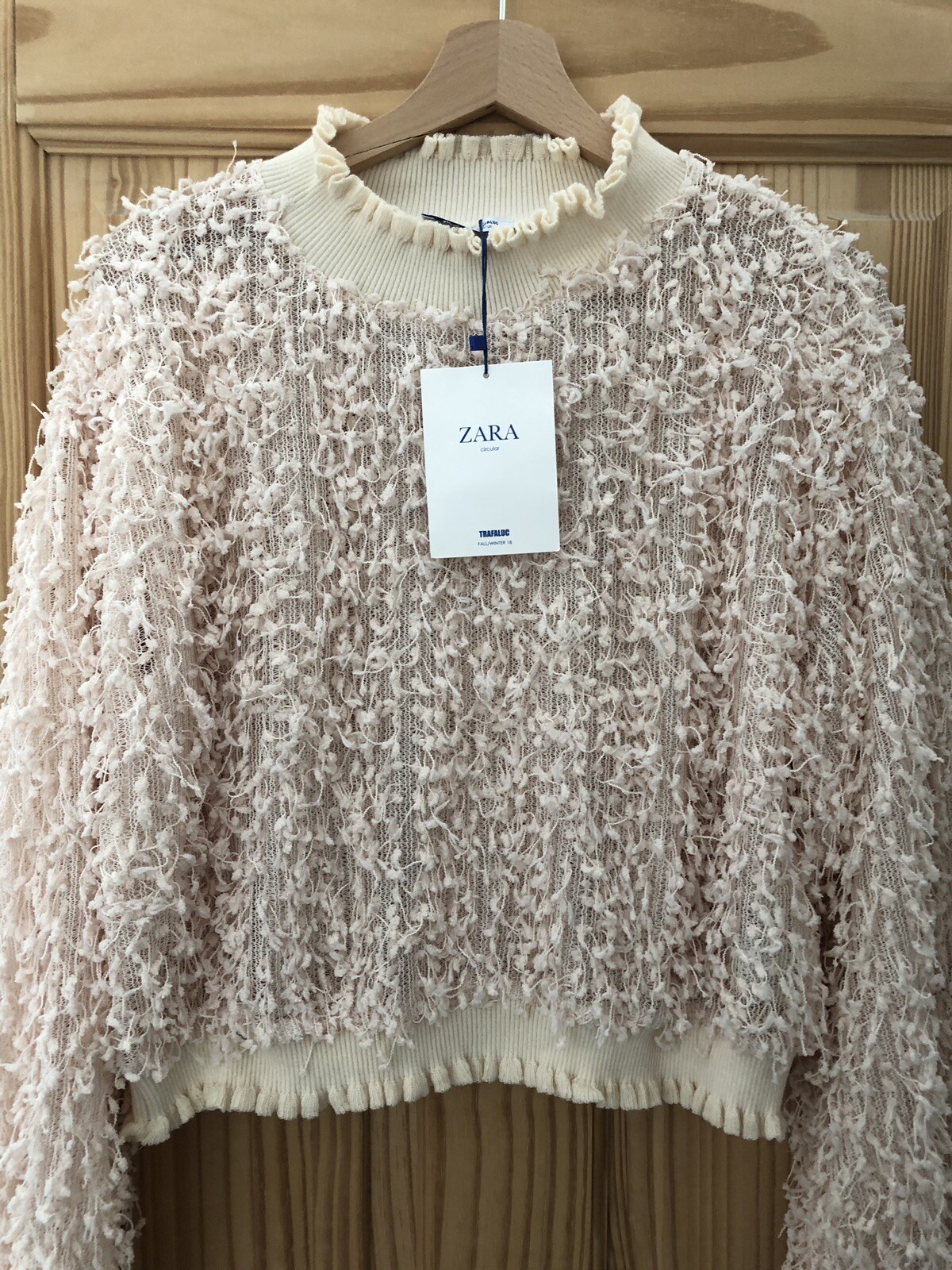 ZARA Fuzzy Thread Textured Sweatshirt Top With High Neck M | eBay