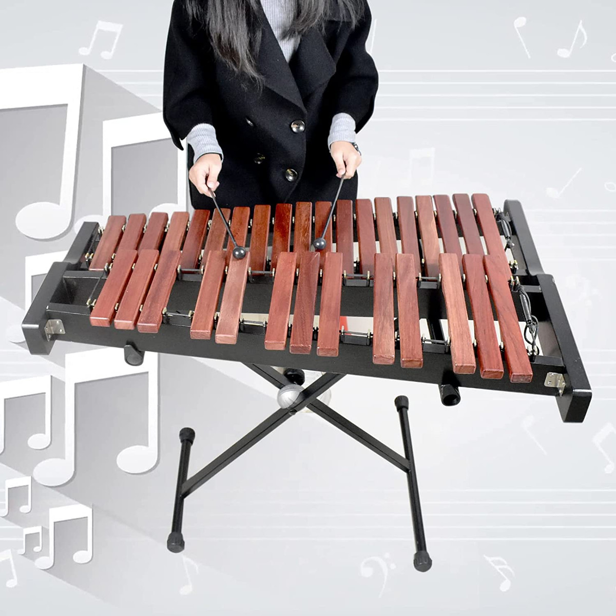 32 Note Xylophone Professional Wooden Glockenspiel Xylophone with