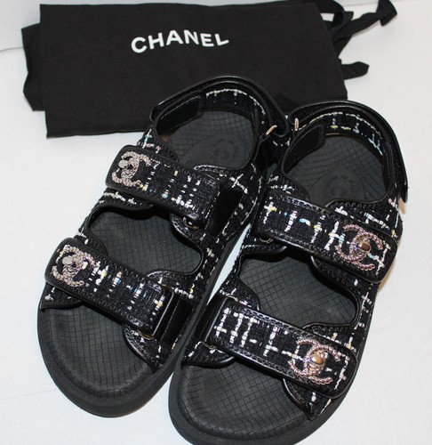 CHANEL Dad Sandals in Black And Multicolor Tweed and Lambskin 36 | eBay CHANEL Dad Sandals in Black And Multicolor Tweed and Lambskin 36 | eBay