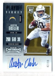 Austin Ekeler 2017 Panini Contenders Playoff Ticket Auto Autograph Rc #42/99