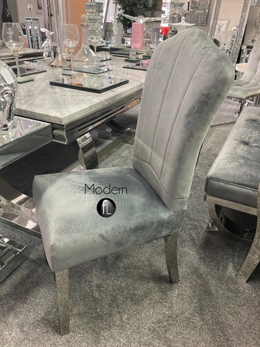 Marble Louis dining table 1.5m wide with curved chrome leg & chairs option - Picture 29 of 52