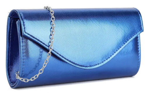 Women's Faux Leather Clutch bag Envelope Shoulder Evening Party Wedding Handbag - Picture 2 of 10