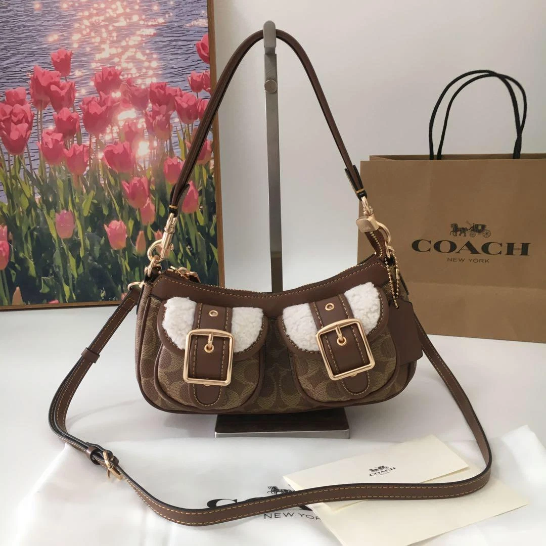 Coach Ashton Baguette Borsa a Tracolla Borsa a Tracolla Donna CY658 Prodotto Outlet