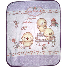 Sanrio My Melody Plush Throw Chick Purple Embossed Baby Toddler Blanket