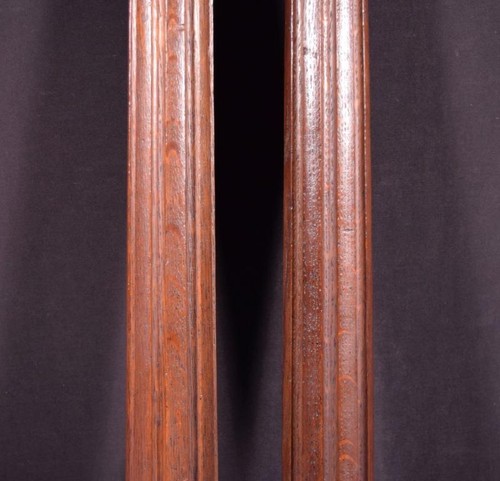25" Pair of French Antique Solid Oak Wood Support Posts Pillars w/Flat Backs - Picture 5 of 12