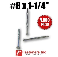INTERCORP XQ820NZ #8 X 1-1/4" Particle Board Cabinet Screws (Square) 4,000/BOX