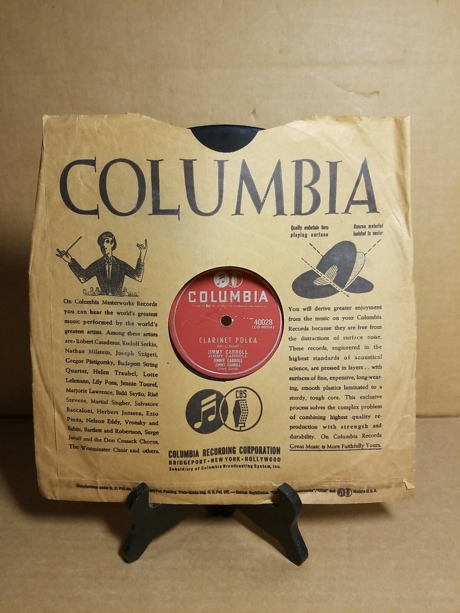 Vintage Columbia Masterworks Records Clarinet Polka Jimmy Carroll