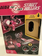 Neon Pop N Lock Street Rollers clip-on LED Age 6 110 Lb. Pink  Black Skates