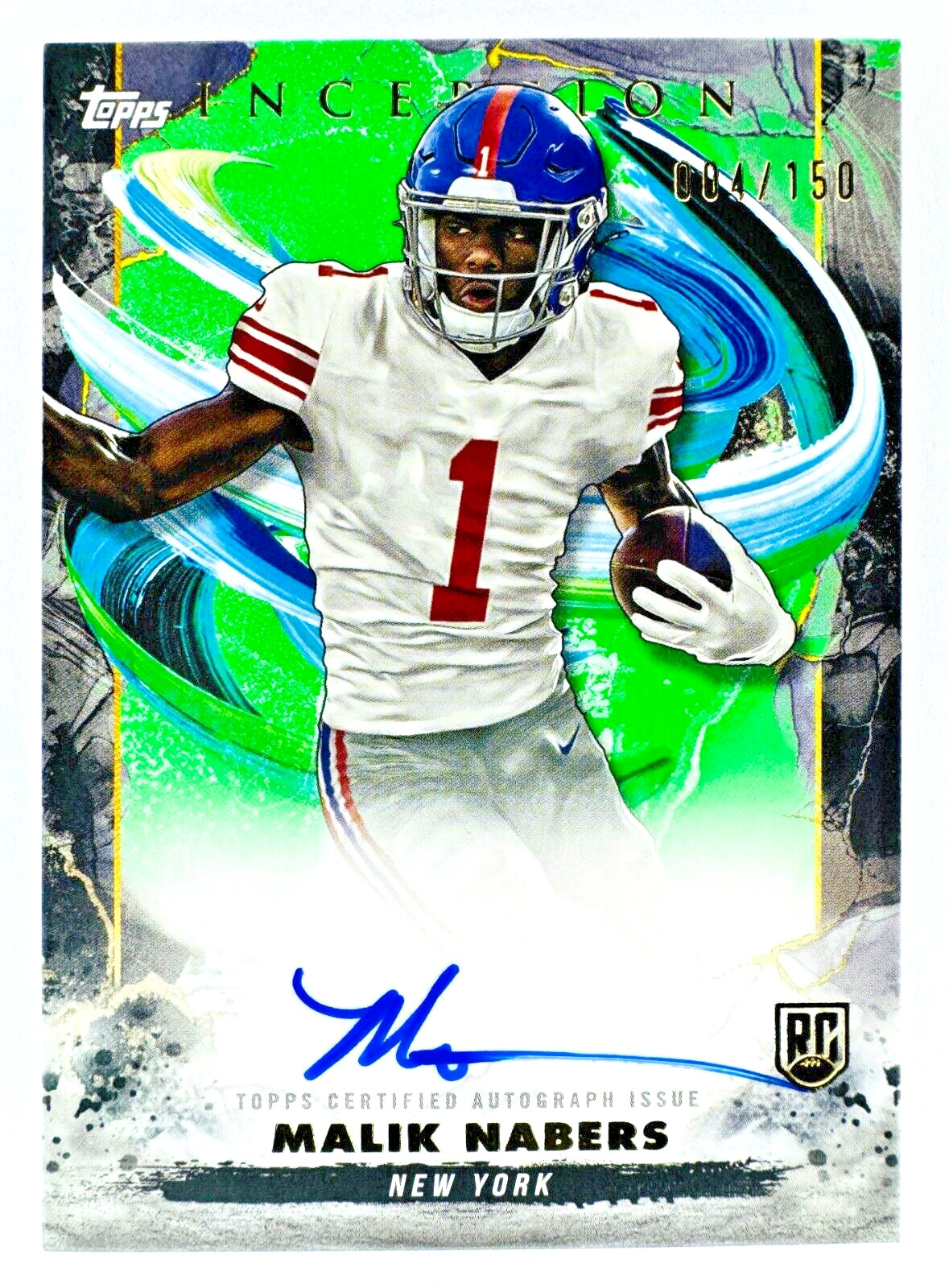 2024 Topps Inception MALIK NABERS #RA-MN Rookie On Card AUTO Green /150 - Giants