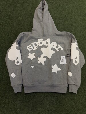Size XS- Spider Worldwide × Young Thug Grey Beluga Sp5der Hoodie