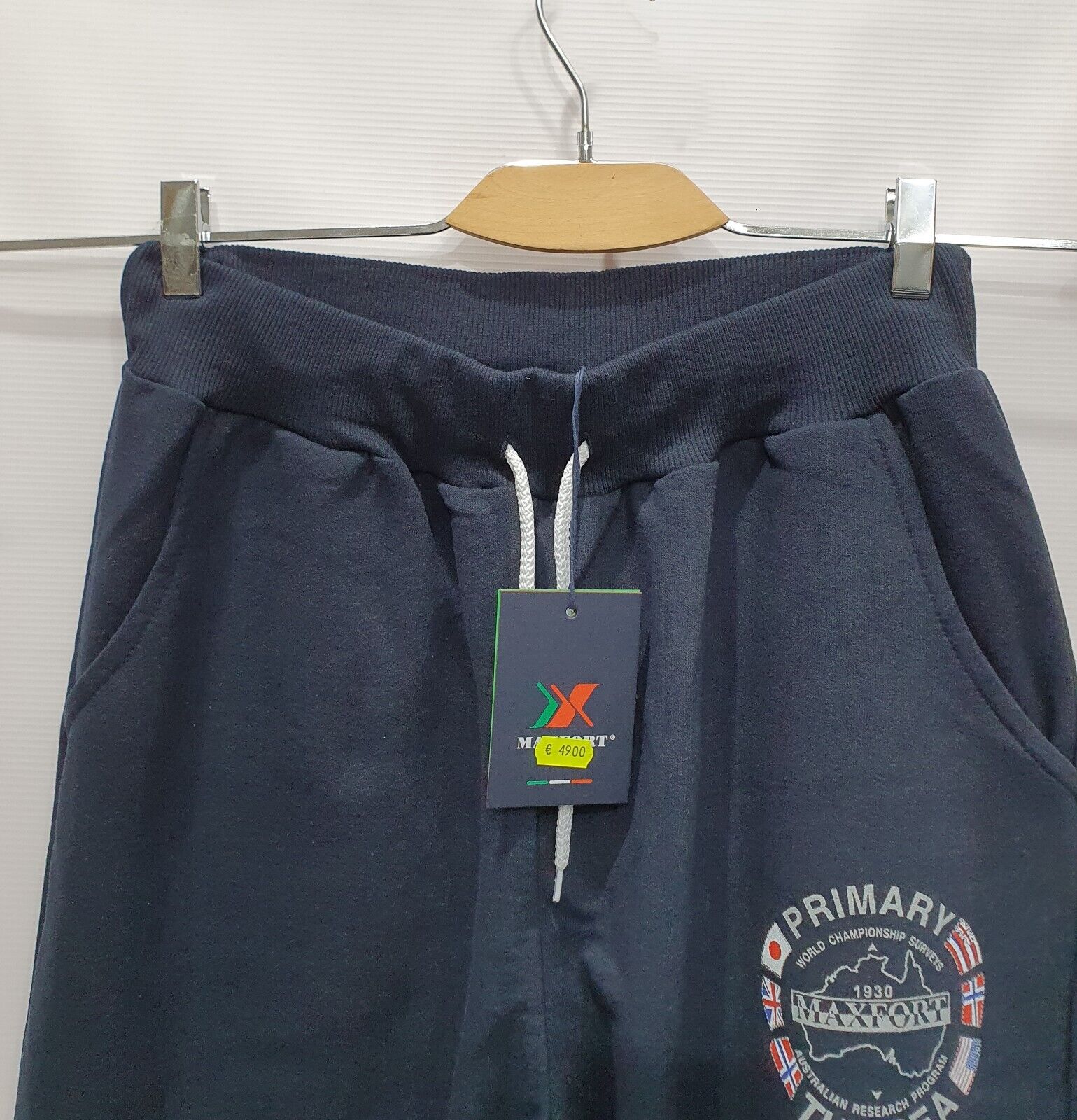Pantaloni Tuta Maxfort, Blu con tasche e stampa. Grandi Taglie Made in Italy - Foto 2 di 5