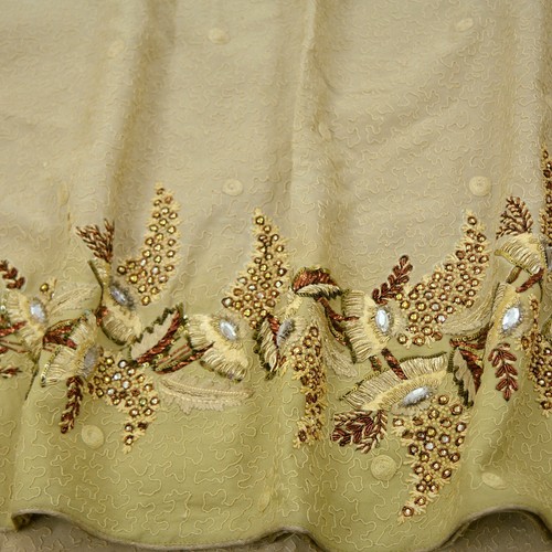 Vintage schwerer Sari grün & elfenbein reine Georgette Seide handbestickt Sari 5 Yard - Bild 12 von 23