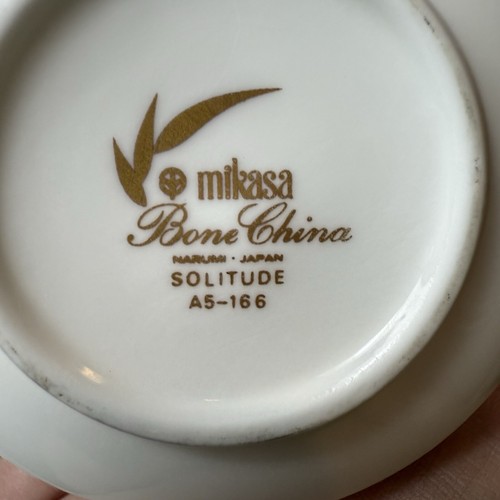 Mikasa Solitude Creamer & Covered Sugar Platinum Band with Black Trim Japan VTG - Picture 7 of 8