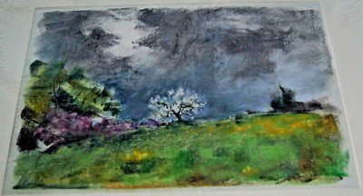 ::FRANZ EHMKE * 1928 -2018 GDR PAINTER VIEW OF APPLE AND FIG TREE IN WERDER