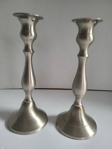 Pair Pewter Candle Sticks Holders 9" - Picture 5 of 5