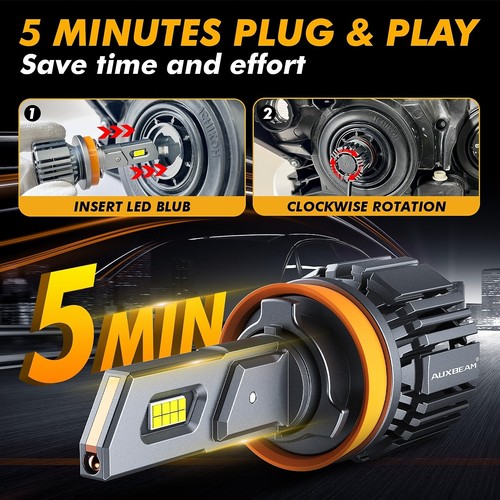 Kit de faros LED AUXBEAM Canbus H11 bombillas de haz bajo súper brillantes 6500K 25000LM - Imagen 4 de 12