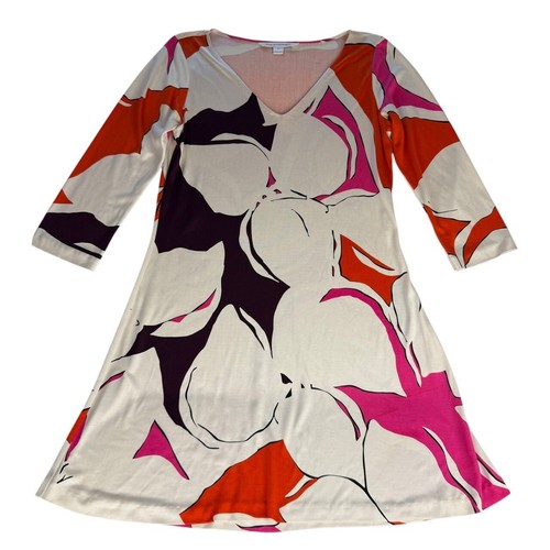 Diane Von Furstenberg Silk Jersey V-Neck Eden Garden 3/4 Sleeve Kaden Dress 12 - Picture 6 of 12