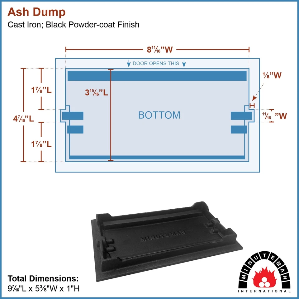 Cubierta de volteo de ceniza de hierro fundido negro con puerta con persianas para limpieza de chimeneas Foto 3 de 4
