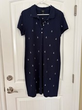 T by Talbots Navy Blue Pique Polo Dress NWT Embroidered Anchors sz PL
