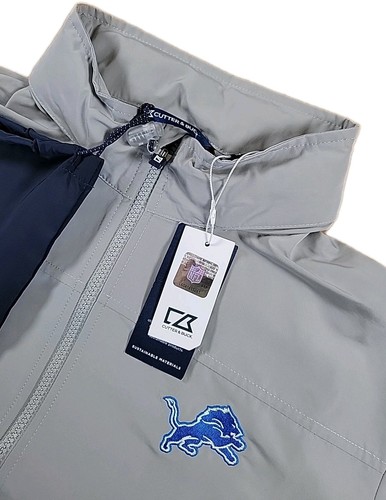 Detroit Lions Jacket Mens Large TALL CUTTER AND BUCK FULL ZIP WINDBREAKER NWT - Picture 1 of 8