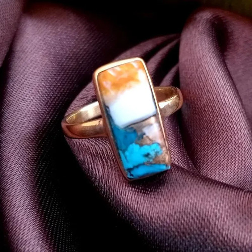 Larimar Birnen Ring 10x14mm vergoldet 925 Sterling Silber Handarbeit Schmuck Geschenk - Bild 7 von 8