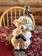 Vtg. 1950's Baby Lamb Nursery/Child  s Ceramic Table Lamp 10.5" Tall, W/Out Shade