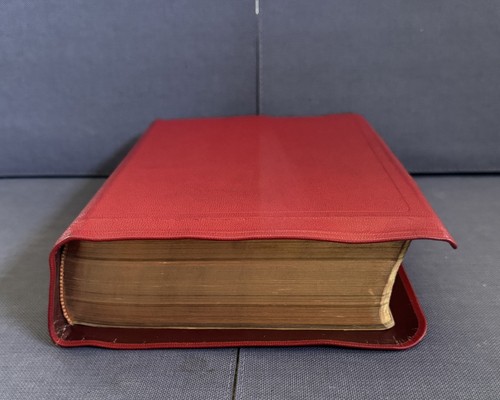 Lg Size Holy Bible Papal Edition Red Leather Catholic Press 1954 Box & Ribbons - Picture 7 of 24