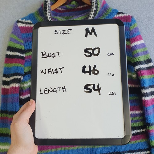 Betty Chow Jumper Womens Sz Medium Colourful Striped Cowl Neck Wool Alpaca Blend - Picture 7 of 8