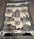 VTG Fringed City of Mobile Alabama Commemorative Town Throw Blanket 50x64”, Rare