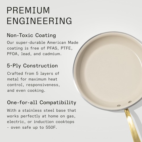 Made In Cookware - 12" Ceramic Non Stick Frying Pan, Antique Brass Handle - Picture 4 of 7