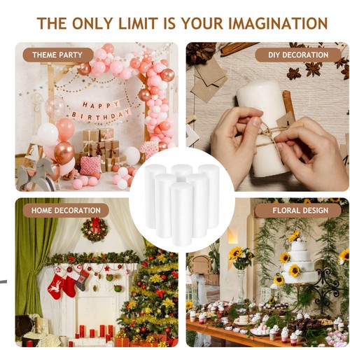  10pcs Polystyrene Foam Cylinder: White Craft Foam Rods For Christmas Wreath - Picture 3 of 12