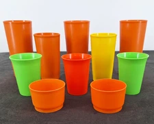 Vintage Mixed Tupperware Tumbler Cups Lot Of 10 Multicolor & Sizes