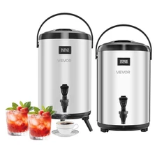 VEVOR 3.2 Gal Insulated Beverage Dispenser for Hot & Cold Drinks 2 Pack Silver