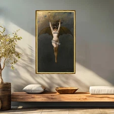 Bat Woman by Albert Joseph Penot canvas pritn with frame