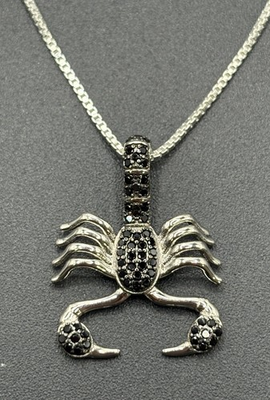 #ad #ad New Condition Sterling Silver Black Cubic Zirconia Scorpion 20quot; Pendant Necklace $28.99