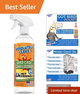 Amazing Bird Cage Cleaner & Deodorizer - Fast-Acting Natural Enzyme Formula 16oz