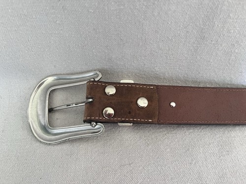 Nocona Ladies Western Silver And Light Brown Embroidered Leather Belt XL 50” - Picture 7 of 7