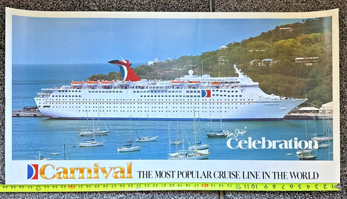 Carnival MS Celebration Cruise Ship Photo Poster 1980s Excellent Cond 40" x 21"
