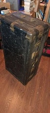 Antique Hartmann Gibraltarized Steamer Trunk Wardrobe 1920s Hangers Drawers, Key
