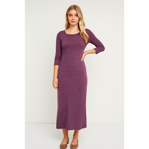 Vestido midi de algodón orgánico manga 1/2 cuello redondo malva profundo Toad & Co para mujer S - Imagen 1 de 9