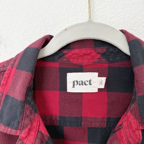 Pact Gr. XL rot schwarz Büffel kariert Schottenkaro Button Down Hemd Bio Baumwolle - Bild 10 von 11