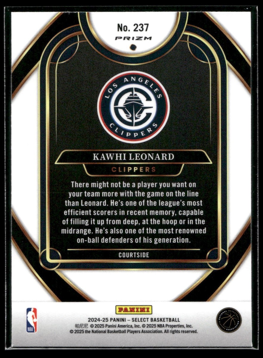 2024-25 Panini Select Kawhi Leonard COURTSIDE BLUE PRIZM SP