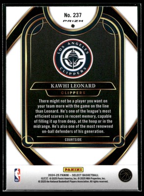 2024-25 Panini Select Kawhi Leonard COURTSIDE BLUE PRIZM SP