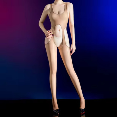 Glänzende Designer-Strumpfhose mit raffiniertem Cut-Out figurbetont elegant S/M