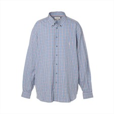 Gucci 18 years Cotton Checked shirt 48 Men's Blue 557387 Pig one-point embroide
