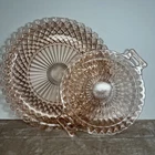 Vintage Anchor Hocking Waterford Waffle Pink Depression Glass Platers - SET OF 2