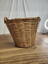 Large Handled Vintage Wicker Rattan Basket