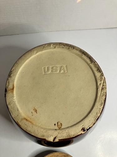 VNTG Dark brown bean pot w lid USA 8x6 - Picture 6 of 6