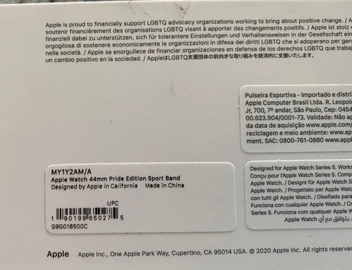 Genuine Apple (2020) PRIDE EDITION Rainbow SPORT BAND Watch Band 40mm NEW - Picture 2 of 2